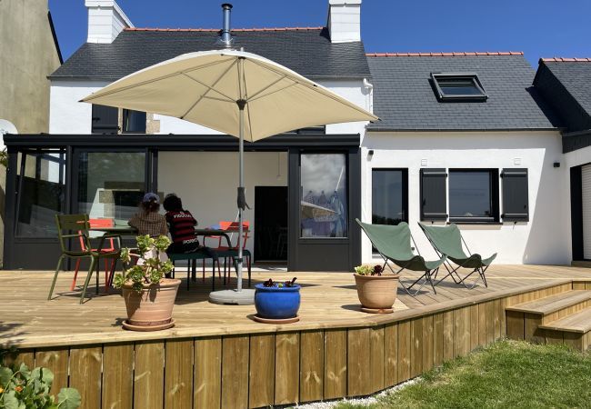 Ferienhaus in Plouguerneau - Strand 300 m, Haus für 7, Garten und Veranda