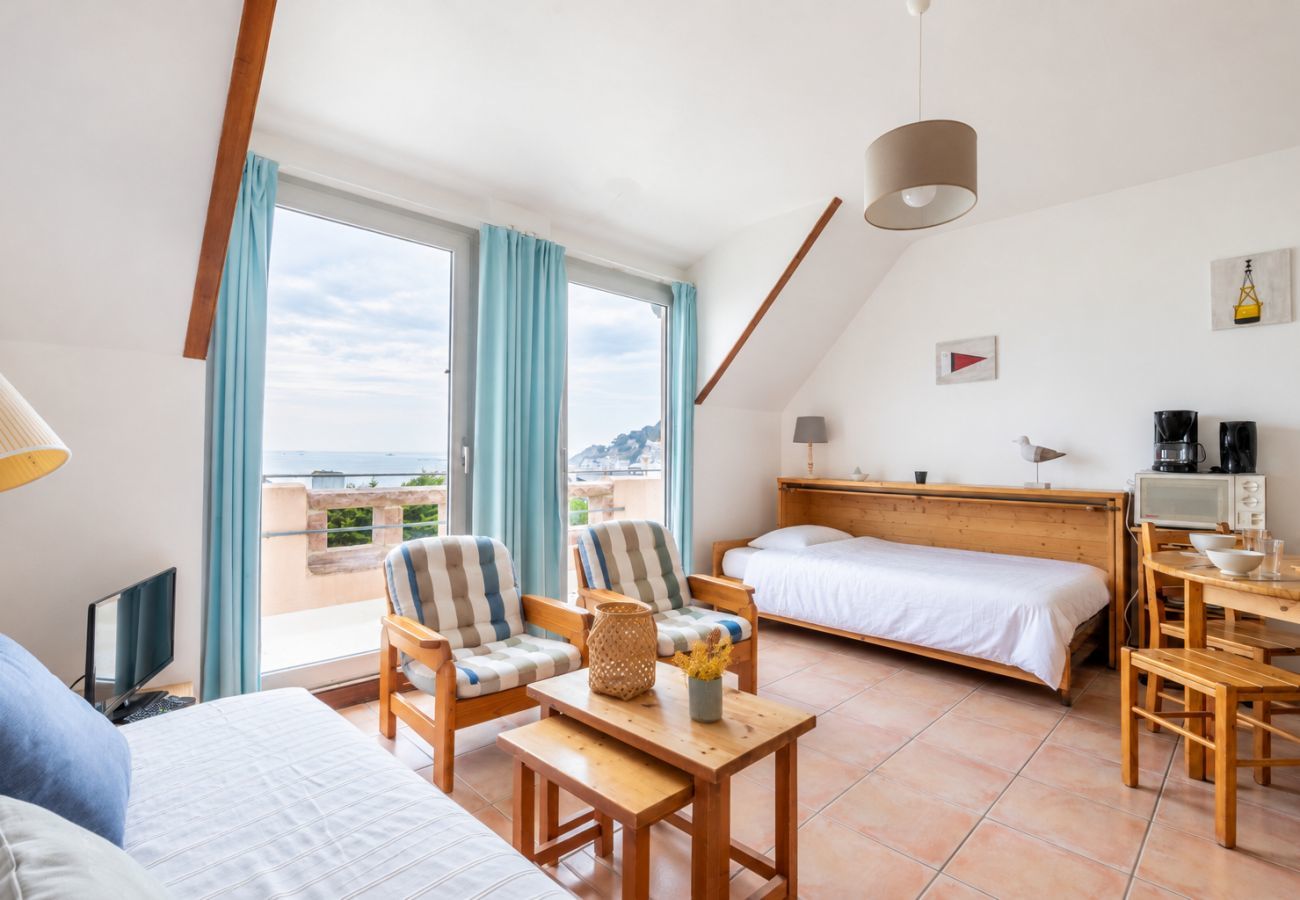 Studio in Pléneuf-Val-André - Studio mit großer Terrasse und Meerblick für 3