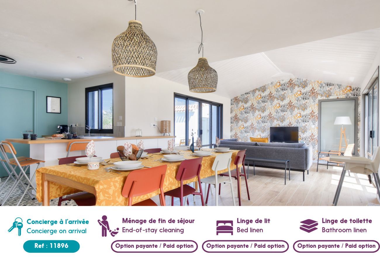 Ferienhaus in Noirmoutier-en-l´Ile - Neues Haus- 6 Erwachsene & 4 Kinder - 350m Strand