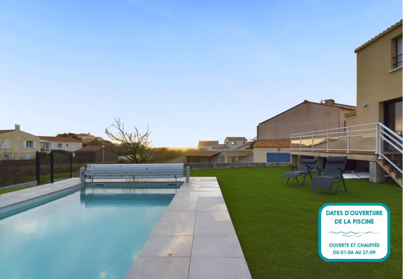 Ferienhaus in Bretignolles-sur-Mer - 350m von strand, haus f&uuml;r 7 mit Schwimmbad