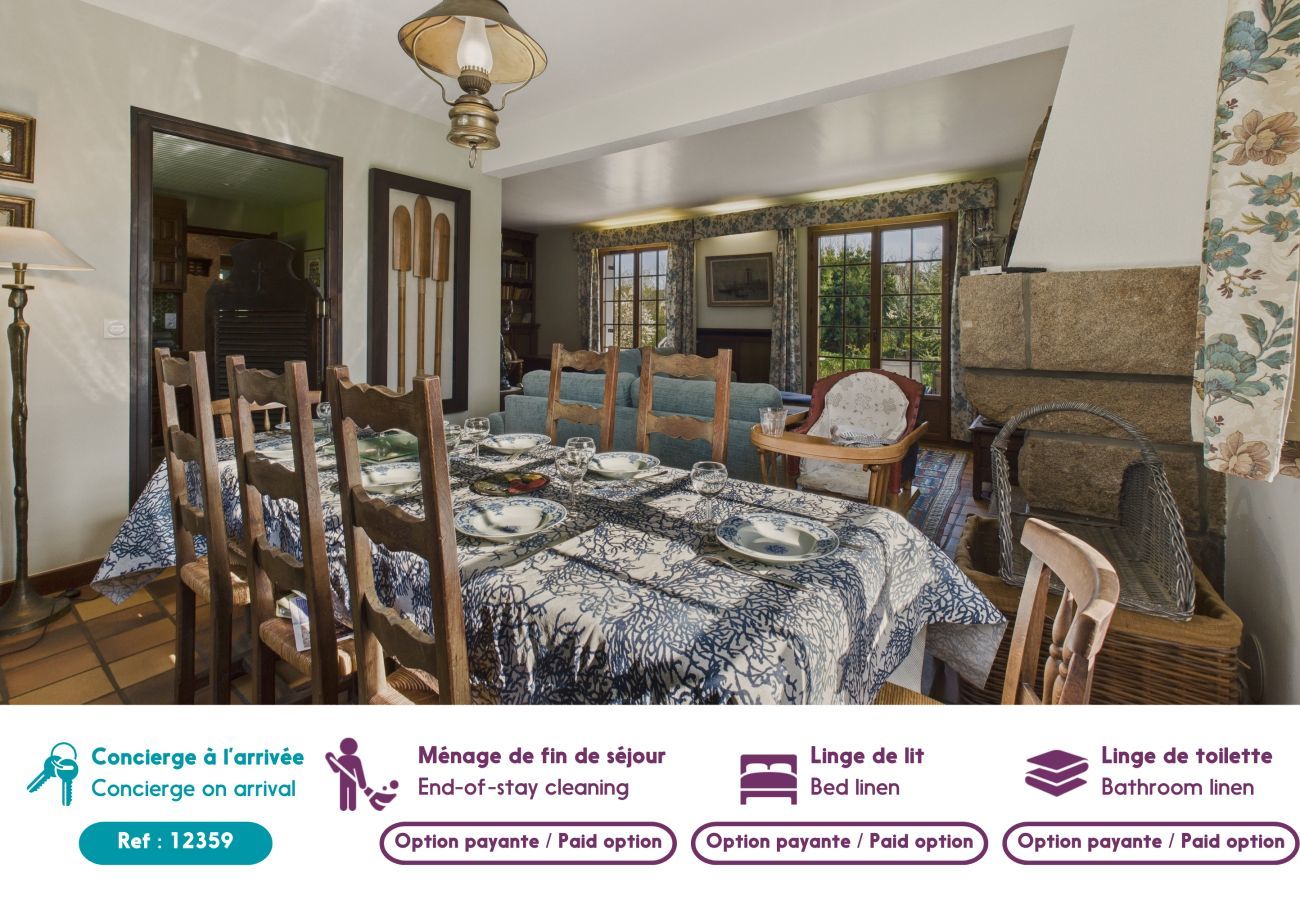 Ferienhaus in Louannec - Haus für 10 mit großem Garten, 250 m vom Meer 
