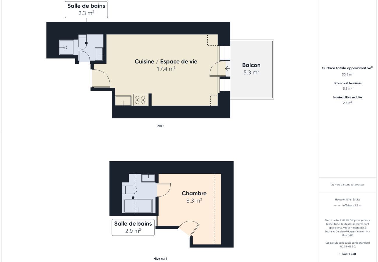 Ferienwohnung in Fouesnant - Balkon mit Meer- und Poolblick für 4 Personen