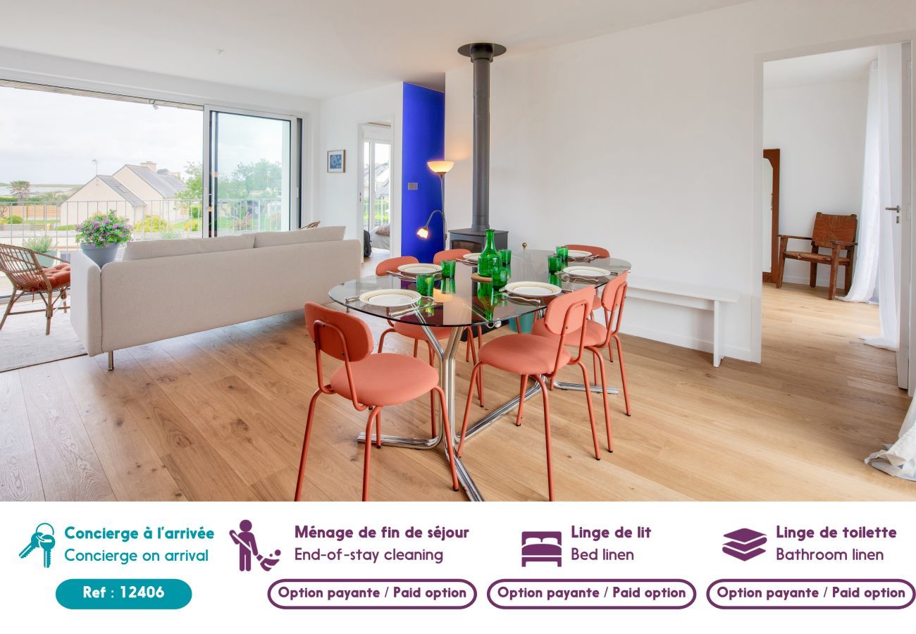 Ferienhaus in Plouguerneau - Meerblick – Haus für 6 mit Balkon – Garten