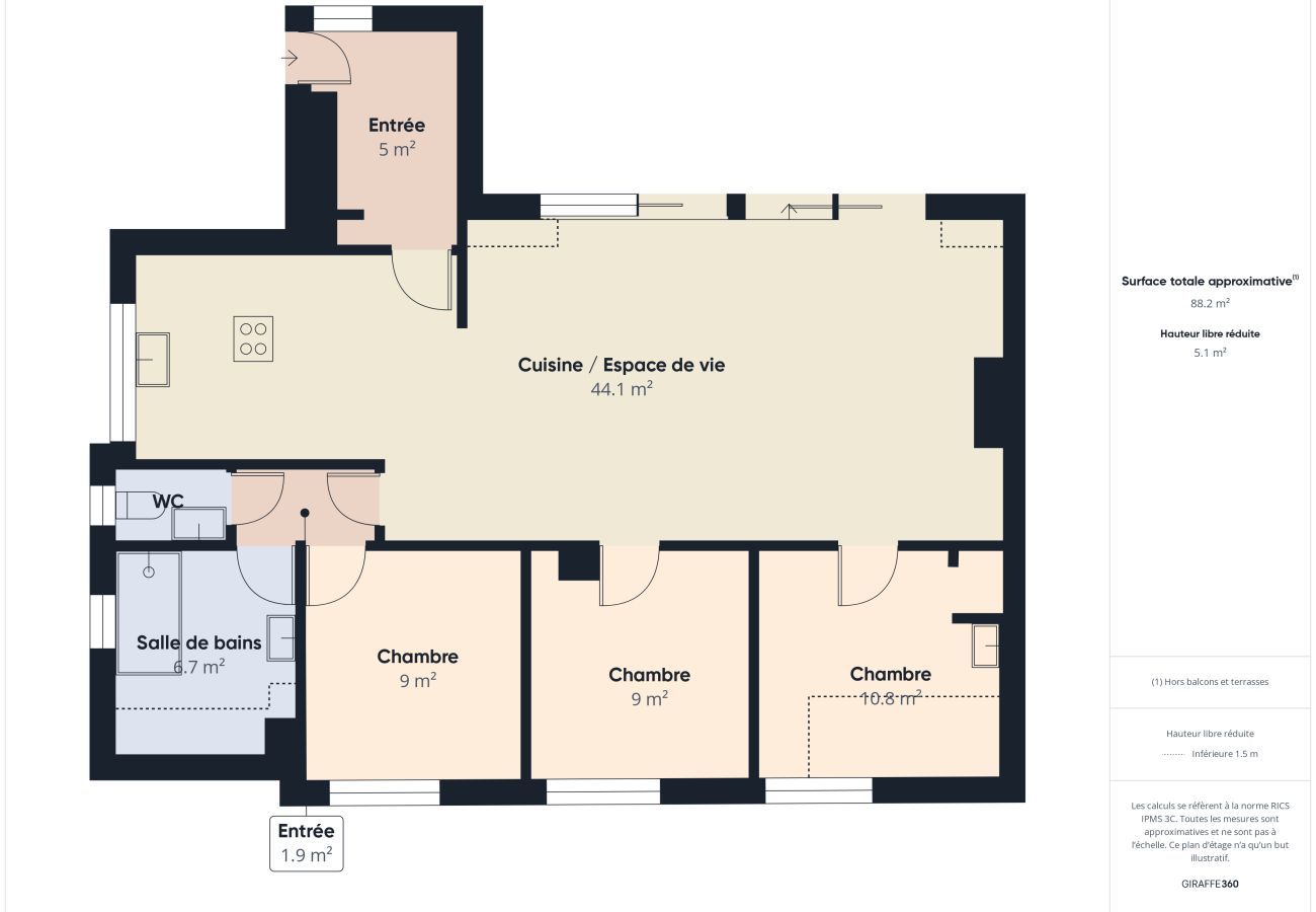 Ferienwohnung in Pornichet - 250 m zum Strand, FeWo 4 Erw. / 4 Kinder