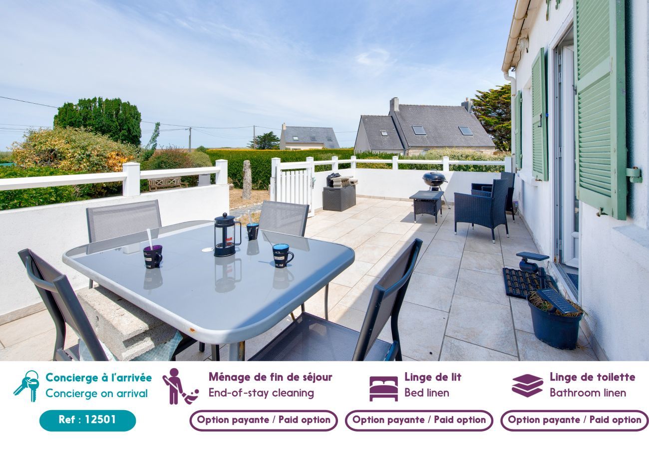 Ferienwohnung in Plounéour-Trez - Meerblick – 100 m vom Strand – 4 Erwachsene, 1 Kind