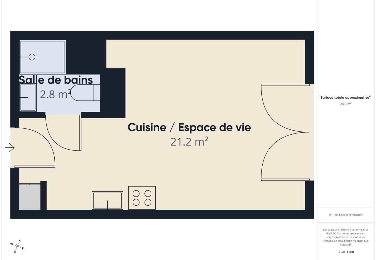 Studio in Biscarrosse - Meereswelle - Studio für 3 - Gemeinschaftspool