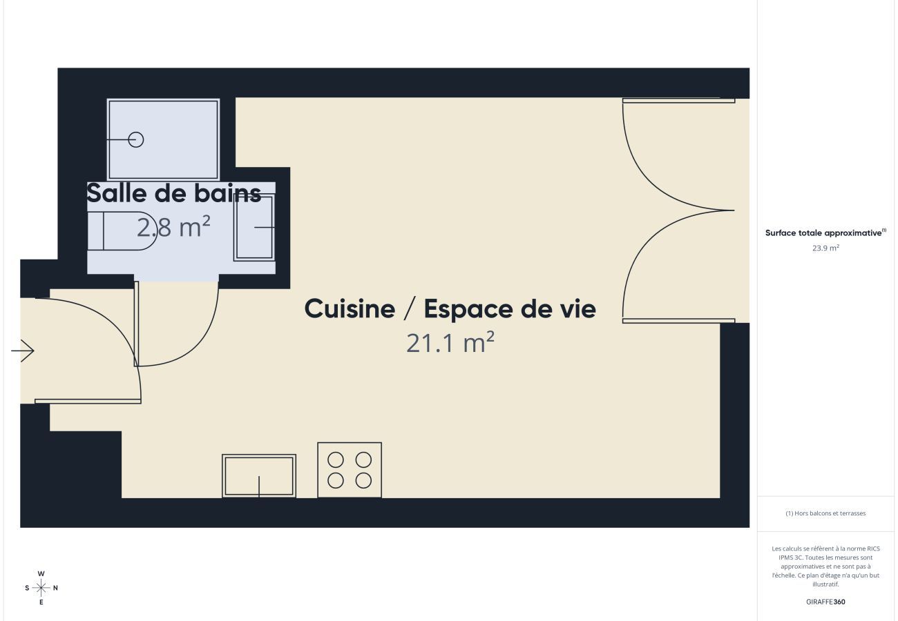 Studio in Biscarrosse - Le Single Fin - Studio für 3 - Gemeinschaftspool
