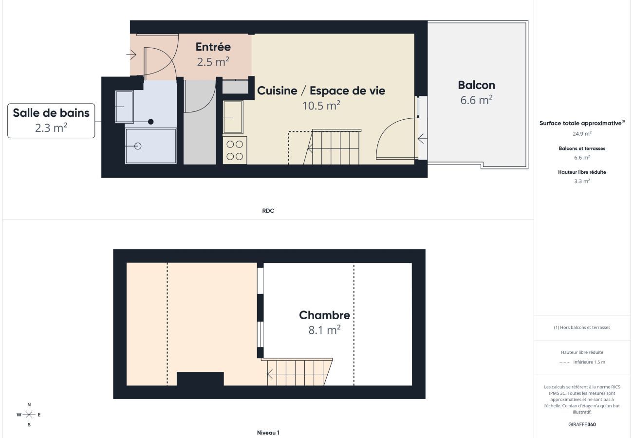 Studio in Dinard - 250m from the sea - Studio for 2 - Balcony