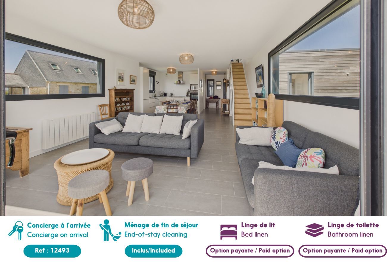 House in Plovan - Sea view, beach access, 6 adults and 1 child