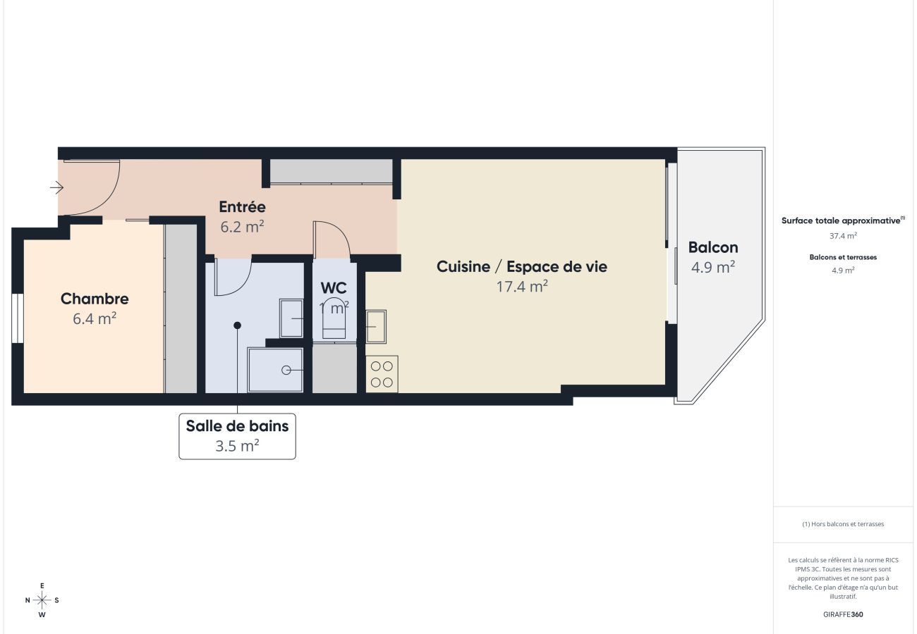 Apartment in Saint-Gilles-Croix-de-Vie - Superb apartment for 2 with sea view