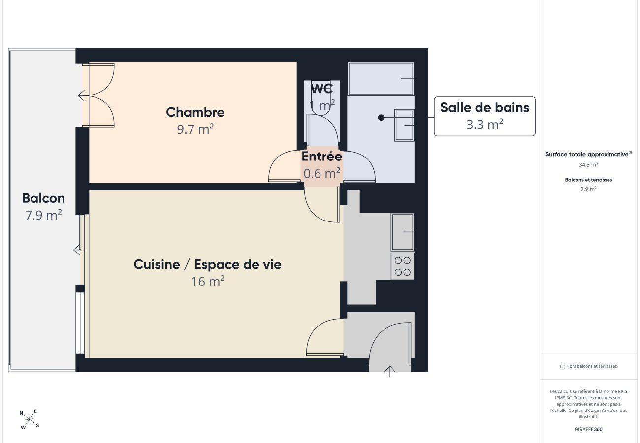 Apartment in Saint-Hilaire-de-Riez - Sea 50m away, flat for 3 adults 1 child
