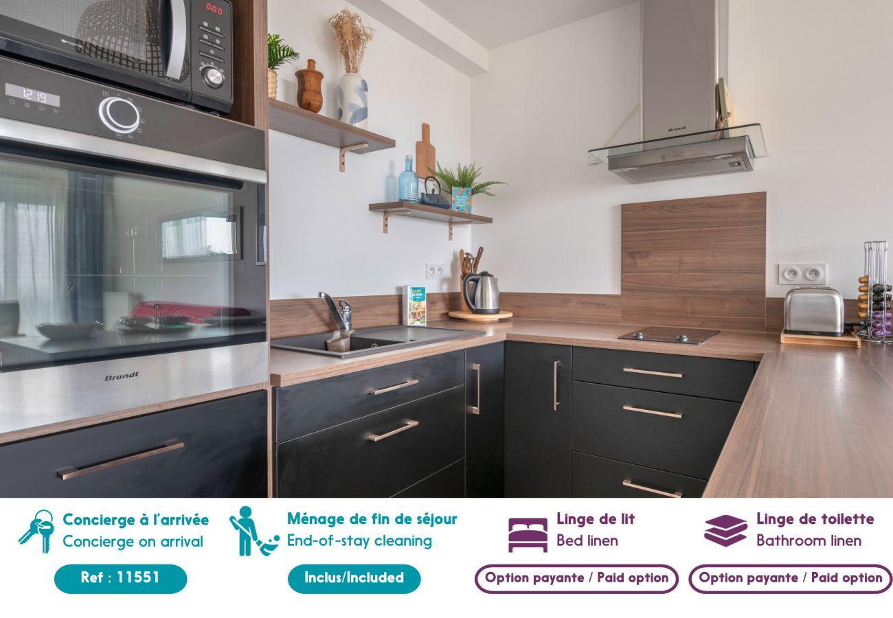 Apartamento en Pornic -  Apartamento para 3 frente al mar, playa + piscina