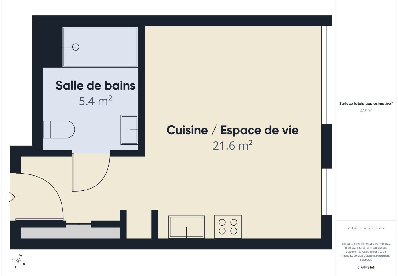 Estudio en Biscarrosse - Le Curl - estudio para 3 personas - piscina común