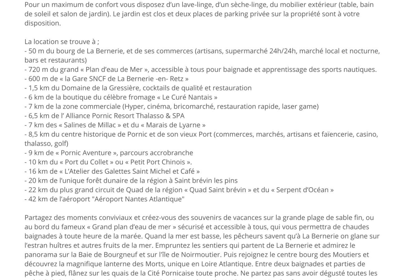 Maison à La Bernerie-en-Retz - Maison pour 6 à 270 m de la plage (plain-pied)
