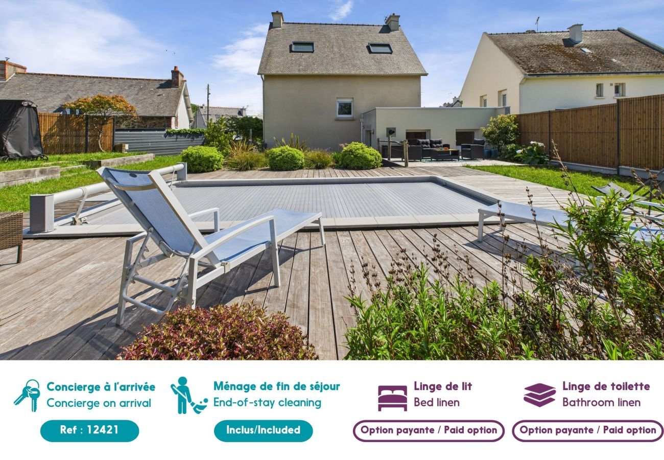 Maison à Pléneuf-Val-André - Piscine chauffée, plage à 700m, maison pour 6