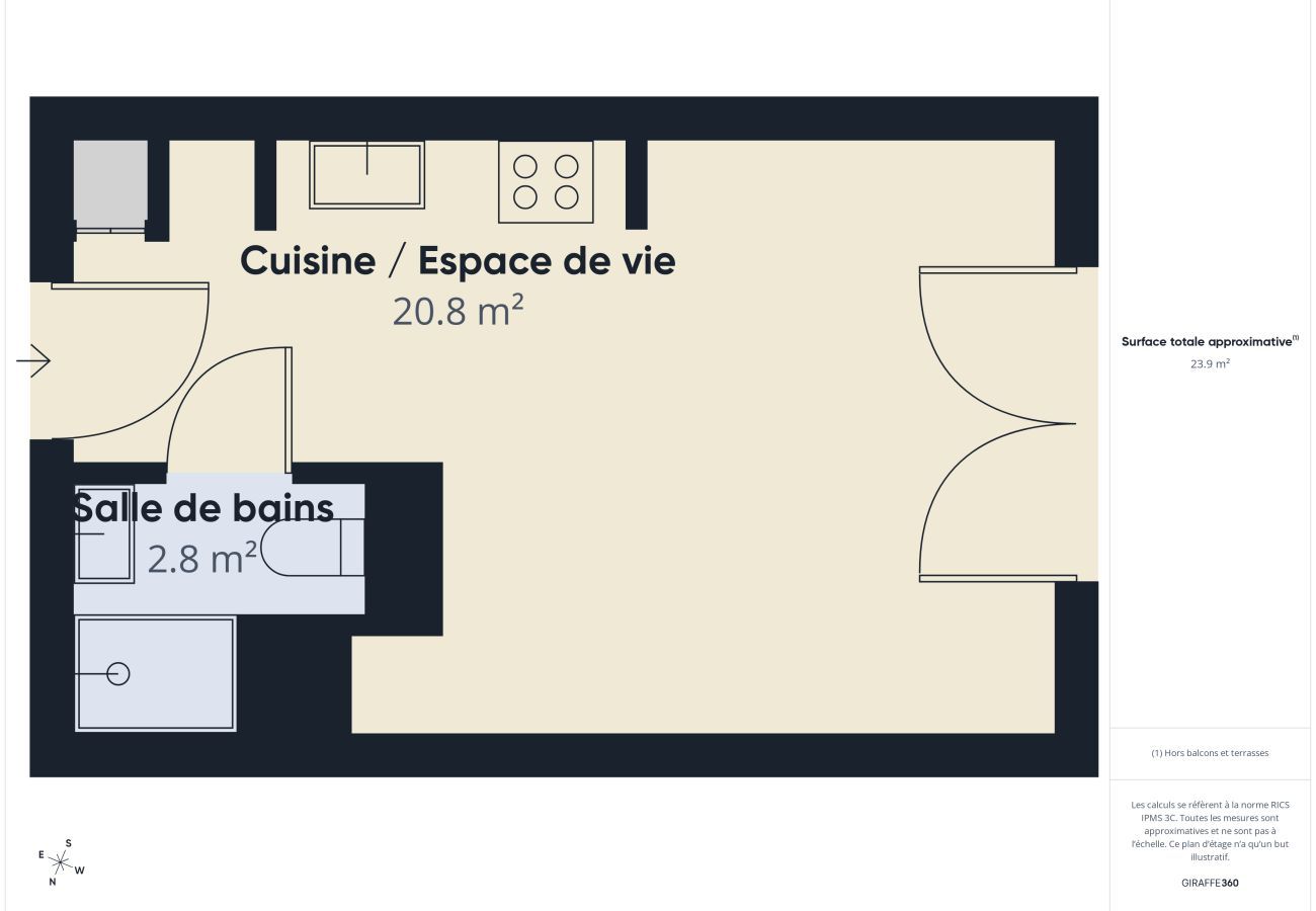Studio à Biscarrosse - Bingin - studio pour 3 - piscine commune