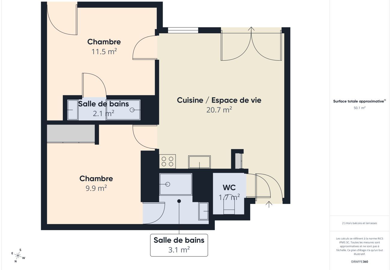 Appartement à Biscarrosse - Ondine - appartement pour 6 - piscine commune
