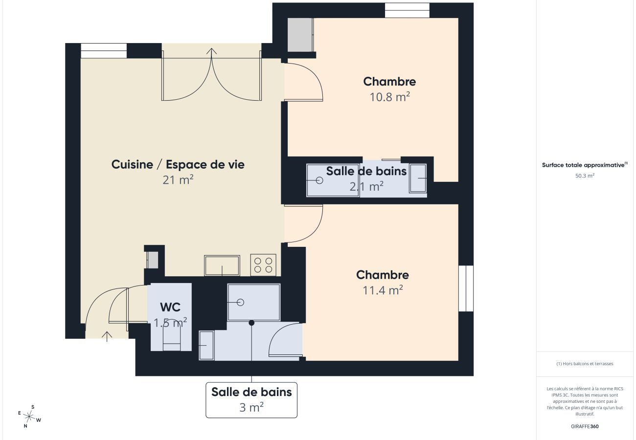 Appartement à Biscarrosse - La vague Dorée- appart pour 6 -piscine commune